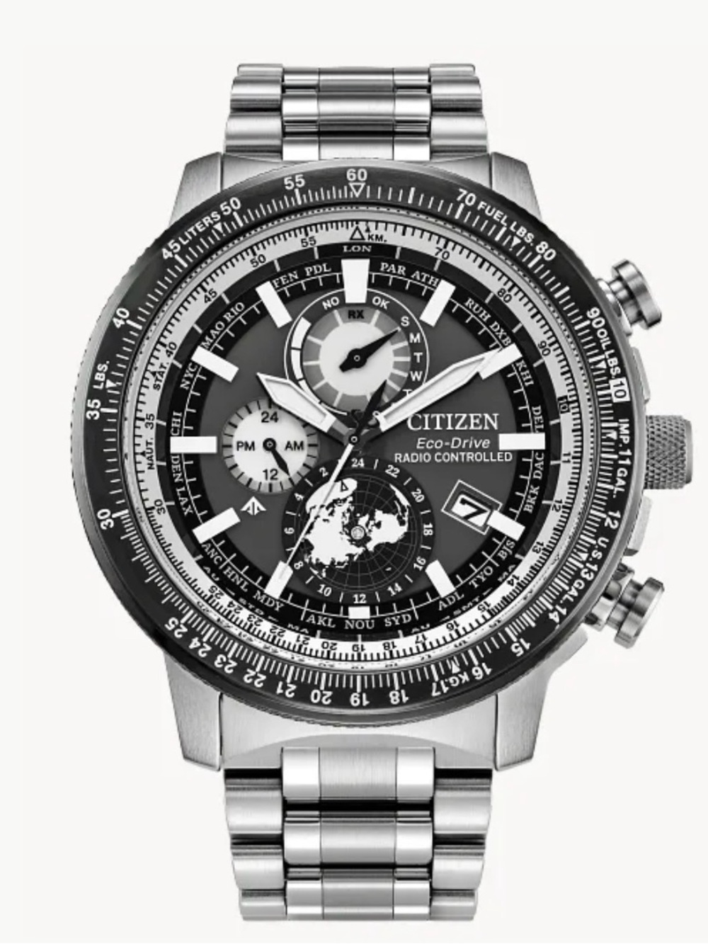 Citizen Pilot Chronograph Promaster Geo Trekker Black & Silver Mens Watch